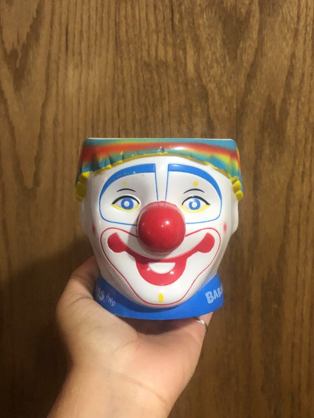 Vintage Ringling Bros Clown Plastic Mug Halloween Creepy Circus Cup Fall Decor